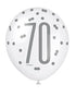 Blue Glitz 70th Birthday Latex Balloons 6pk