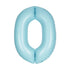Matte Powder Blue Number 0 Shaped Foil Balloon 34''