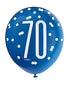 Blue Glitz 70th Birthday Latex Balloons 6pk