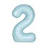 Matte Powder Blue Number 2 Shaped Foil Balloon 34''