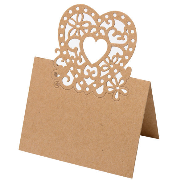 Kraft Brown Heart Place Cards 10pk