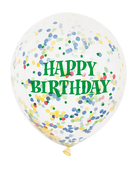 Bright Happy Birthday Confetti Balloons 6pk