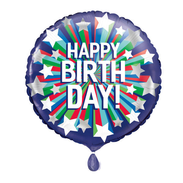 Shooting Star Happy Birthday Round Foil Balloon 18''