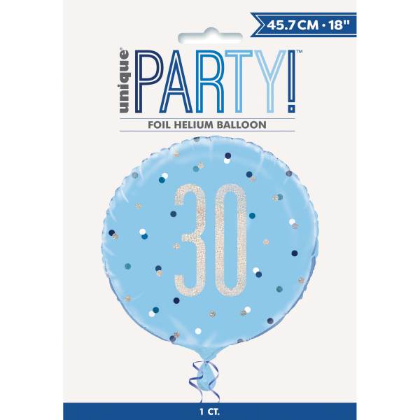 18'' Glitz Blue & Silver Round Foil Balloon  30