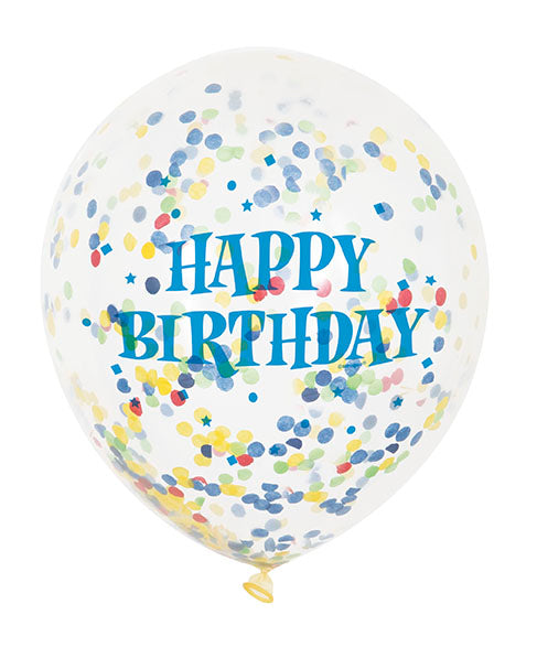 Bright Happy Birthday Confetti Balloons 6pk