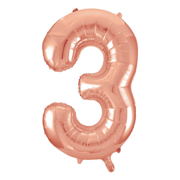 Rose Gold Number 3 Shaped Foil Balloon 34'',