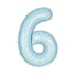Matte Powder Blue Number 6 Shaped Foil Balloon 34''