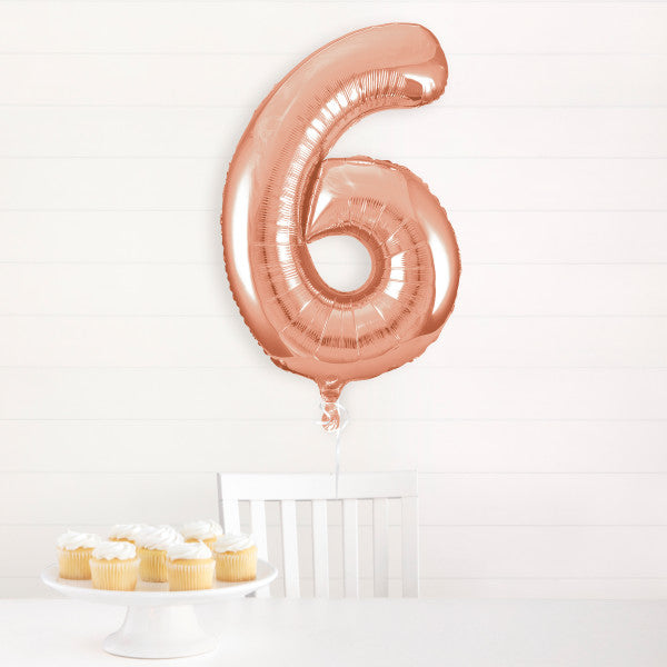 Rose Gold Number 6 Shaped Foil Balloon 34''