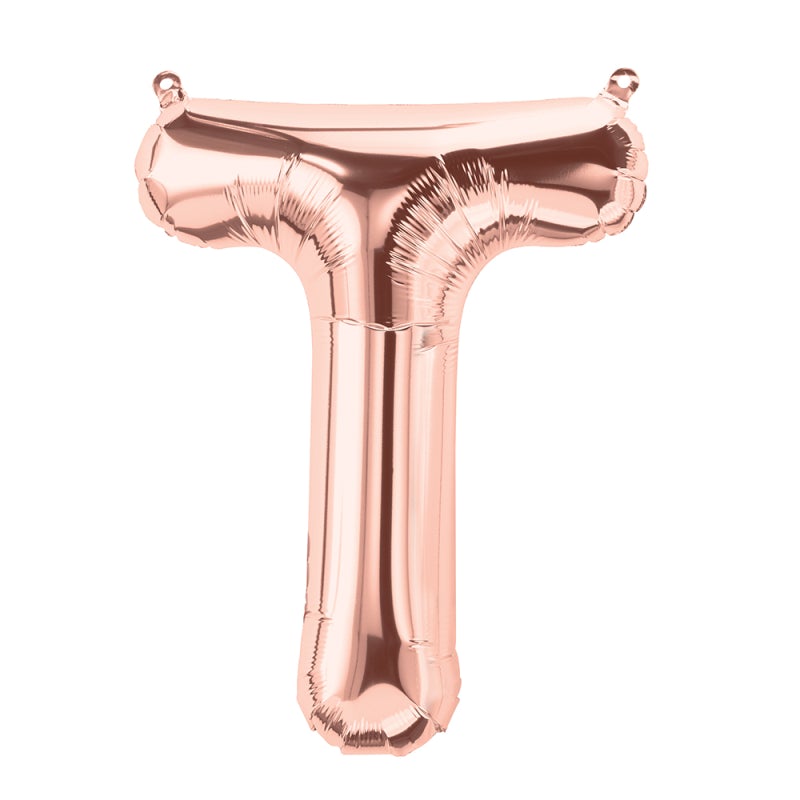 16'' Foil Letter T - Rose Gold Packaged Air Fill