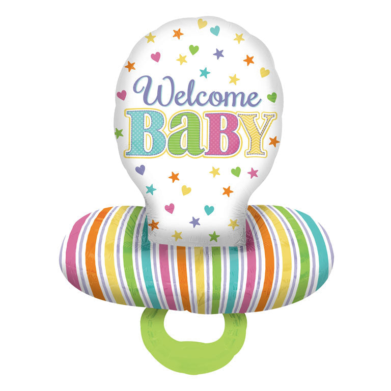 WELCOME BABY DUMMY FOIL BALLOON 22''/56cm W x 59''/150cm H