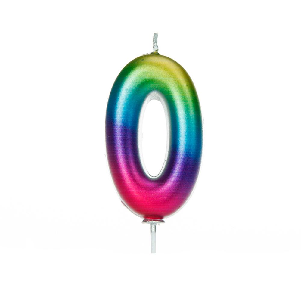 Rainbow Metallic Candle Number 0