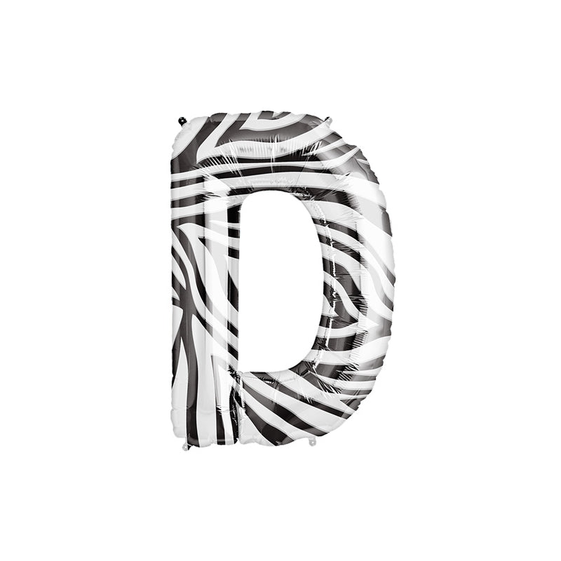 34'' SUPER SHAPE FOIL LETTER D - ZEBRA