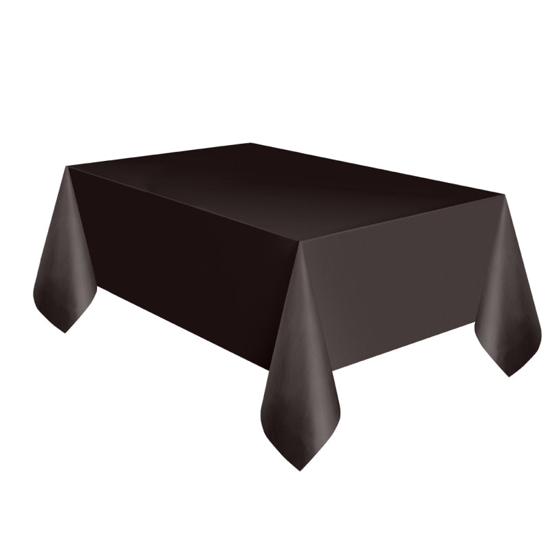 BLACK PLASTIC TABLECOVER 137CM X 274CM