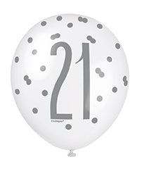 Blue Glitz 21st Birthday Latex Balloons 6pk