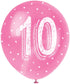 Pearlised Latex Assorted Number 10 Birthday Balloons, Pack of 5