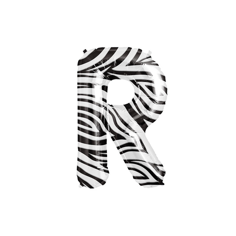 34'' SUPER SHAPE FOIL LETTER R - ZEBRA