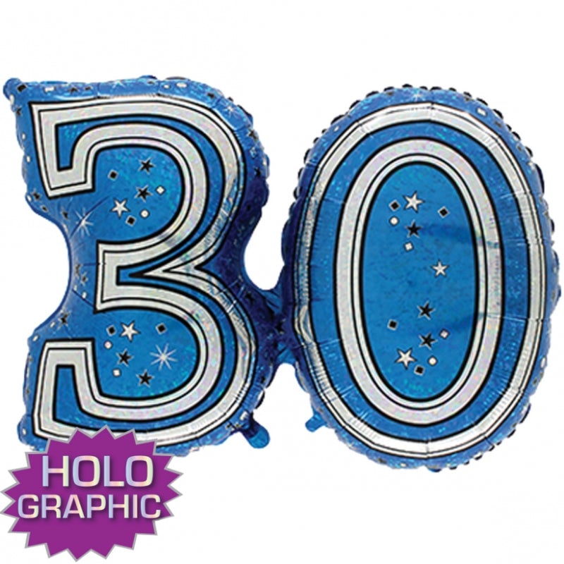 28'' FOIL SUPER SHAPE BLUE 30TH
