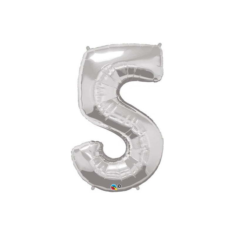 34'' SHAPE FOIL NUMBER 5 - SILVER (QUALATEX)