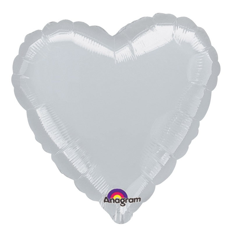 18'' HEART SILVER PLAIN FOIL (Flat)