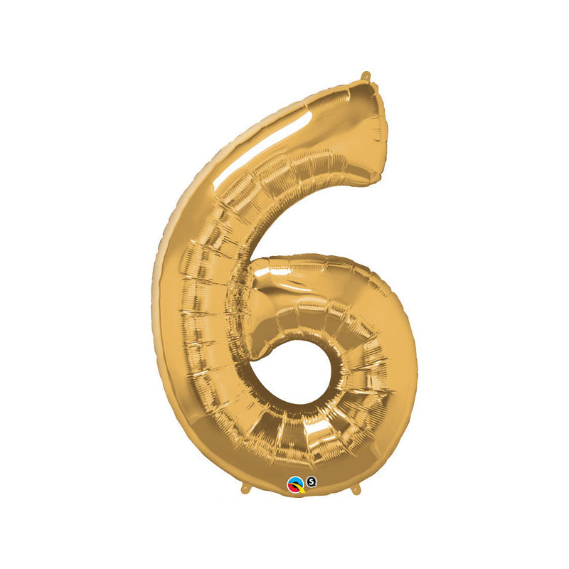34'' SHAPE FOIL NUMBER 6 - GOLD (QUALATEX)