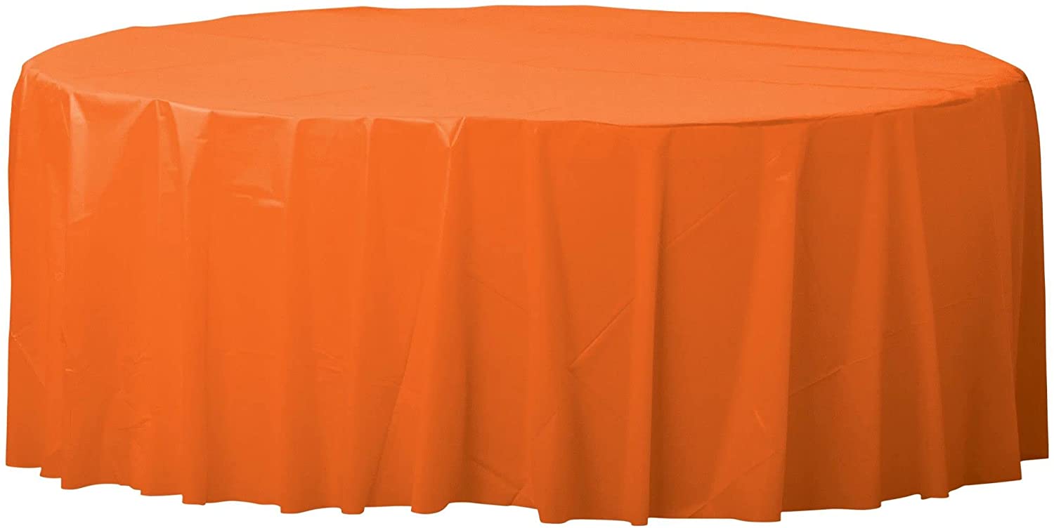ORANGE ROUND PLASTIC TABLECOVER 213 DIA
