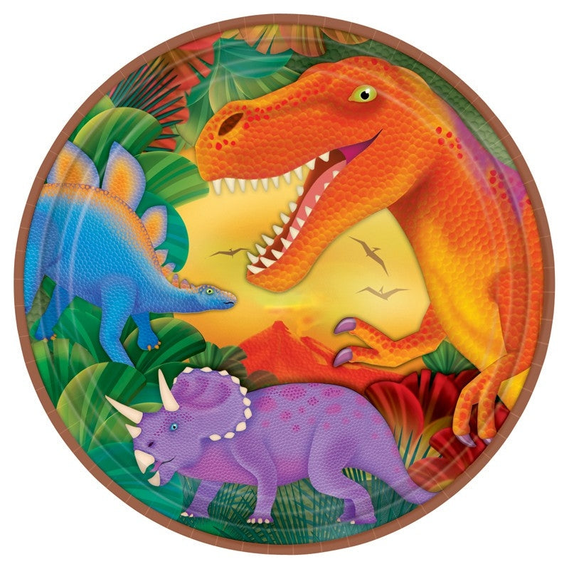 PLATE 22.8CM PREHISTORIC PARTY 8PK