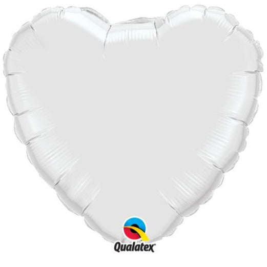 36'' HEART WHITE PLAIN FOIL (Flat)