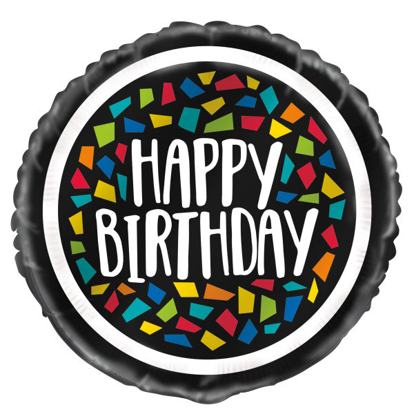 Colorful Mosaic Birthday Round Foil Balloon 18'',