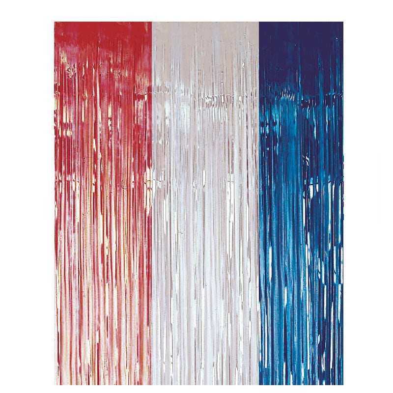 GB FRINGE RED/SILVER/BLUE CURTAIN 2.4M