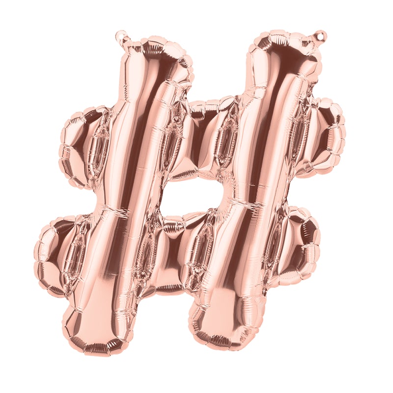 16'' FOIL HASHTAG # - ROSE GOLD PACKAGED AIR FILL