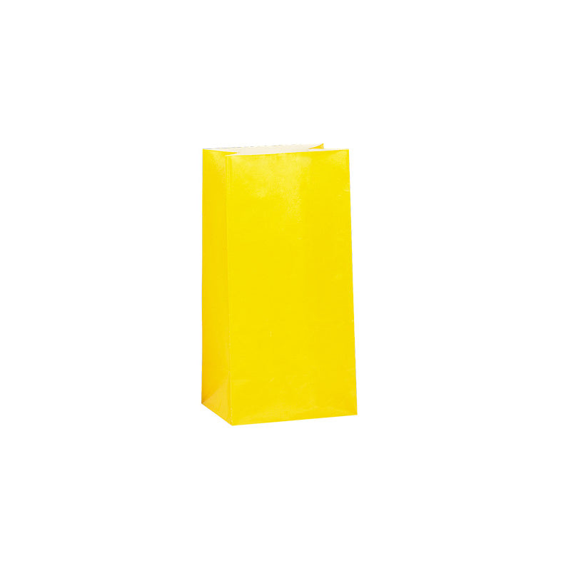 PAPER PARTY BAGS YELLOW (12PK)