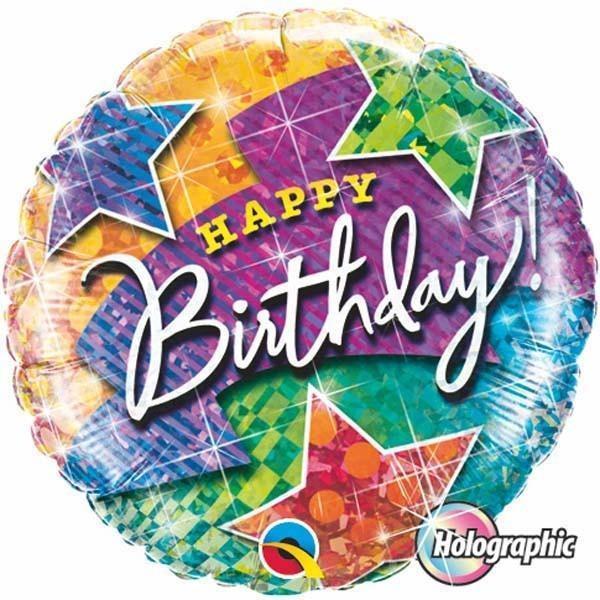 Bolts and Stars Holographic Happy Birthday Foil Balloon 18''