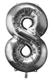 34'' SHAPE FOIL NUMBER 8 - SILVER (ANAGRAM)