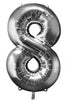 34'' SHAPE FOIL NUMBER 8 - SILVER (ANAGRAM)