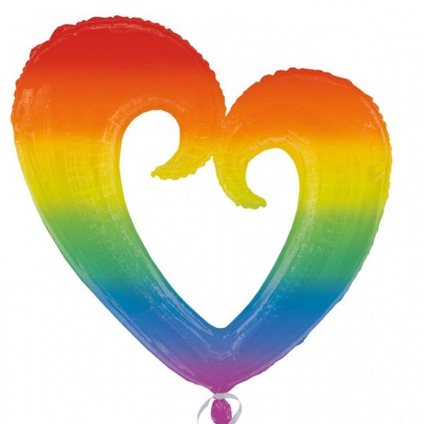 RAINBOW OPEN HEART SHAPE 30'' X 32''