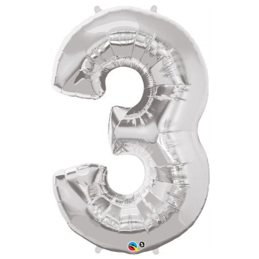 34'' SHAPE FOIL NUMBER 3 - SILVER (QUALATEX)