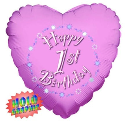 36'' FOIL 1ST BIRTHDAY PINK HEART