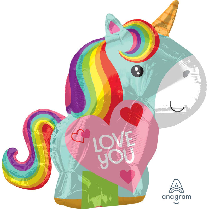 UNICORN LOVE JUNIOR SHAPE FOIL BALLOON 17''/43cm w x 21''/53cm