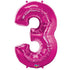 34'' SHAPE FOIL NUMBER 3 - MAGENTA (QUALATEX)