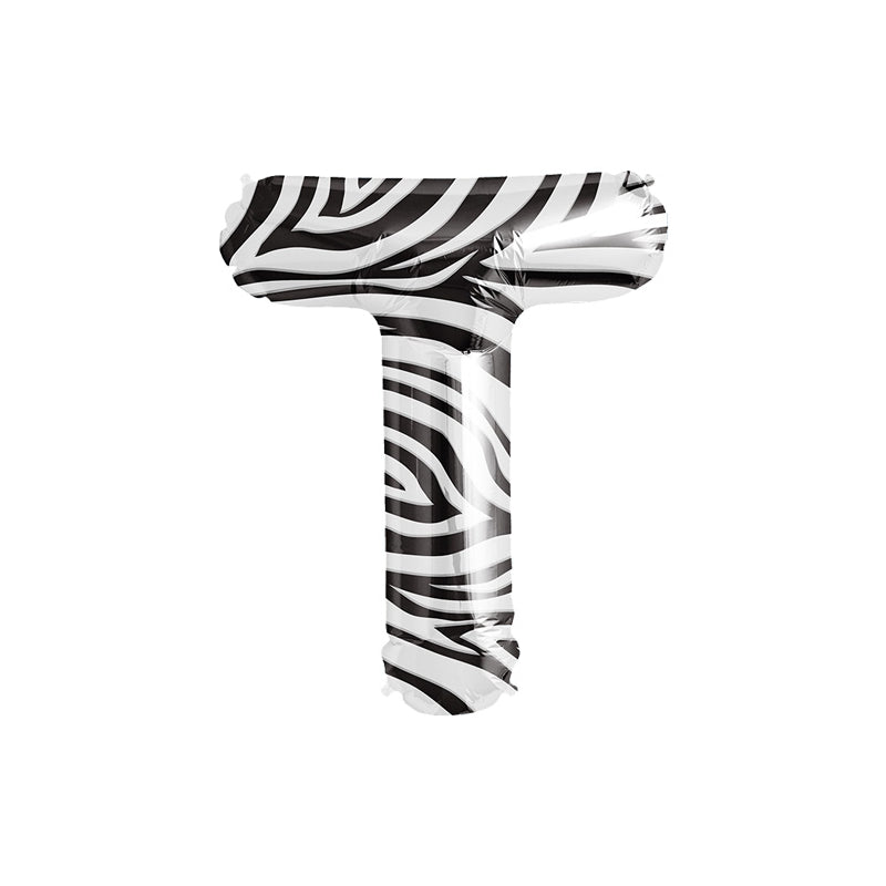 34'' SUPER SHAPE FOIL LETTER T - ZEBRA