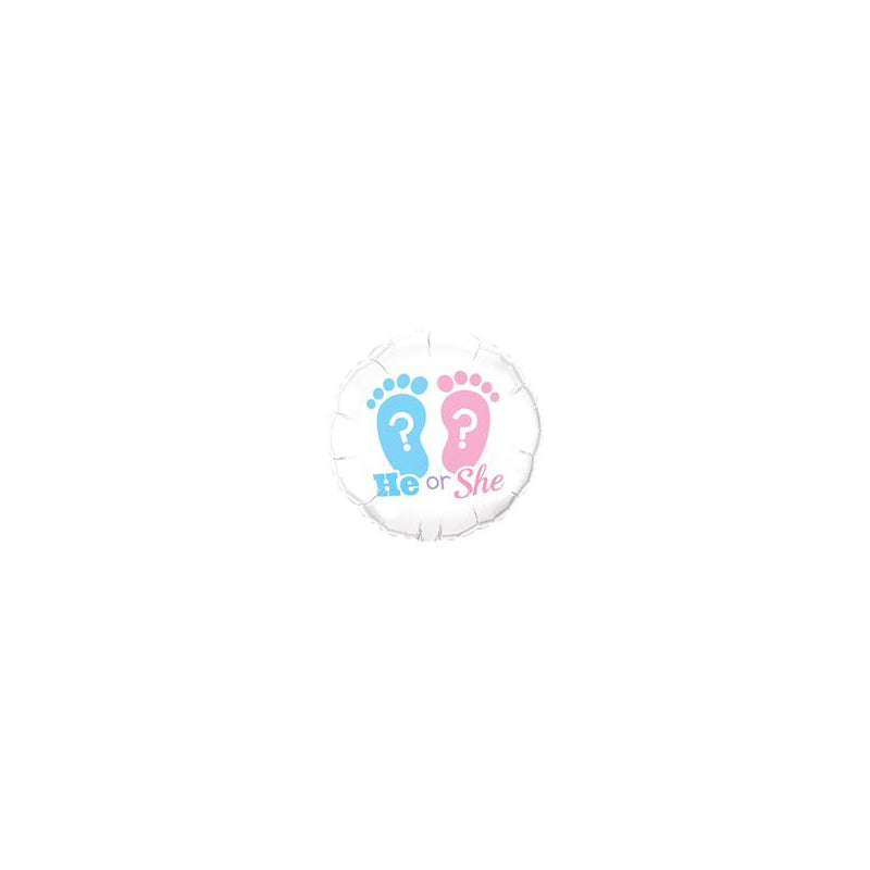 18'' HE OR SHE FOOTPRINTS FOIL BALLOON