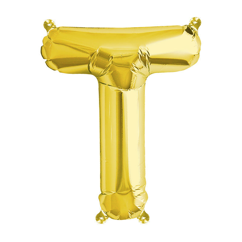 16'' Foil Letter T - Gold Packaged Air Fill