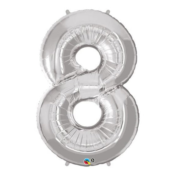 34'' SHAPE FOIL NUMBER 8 - SILVER (QUALATEX)