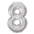 34'' SHAPE FOIL NUMBER 8 - SILVER (QUALATEX)