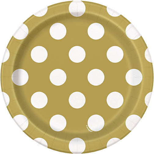 Gold Polka Dot Dessert Plates 8pk