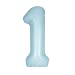 Matte Powder Blue Number 1 Shaped Foil Balloon 34''