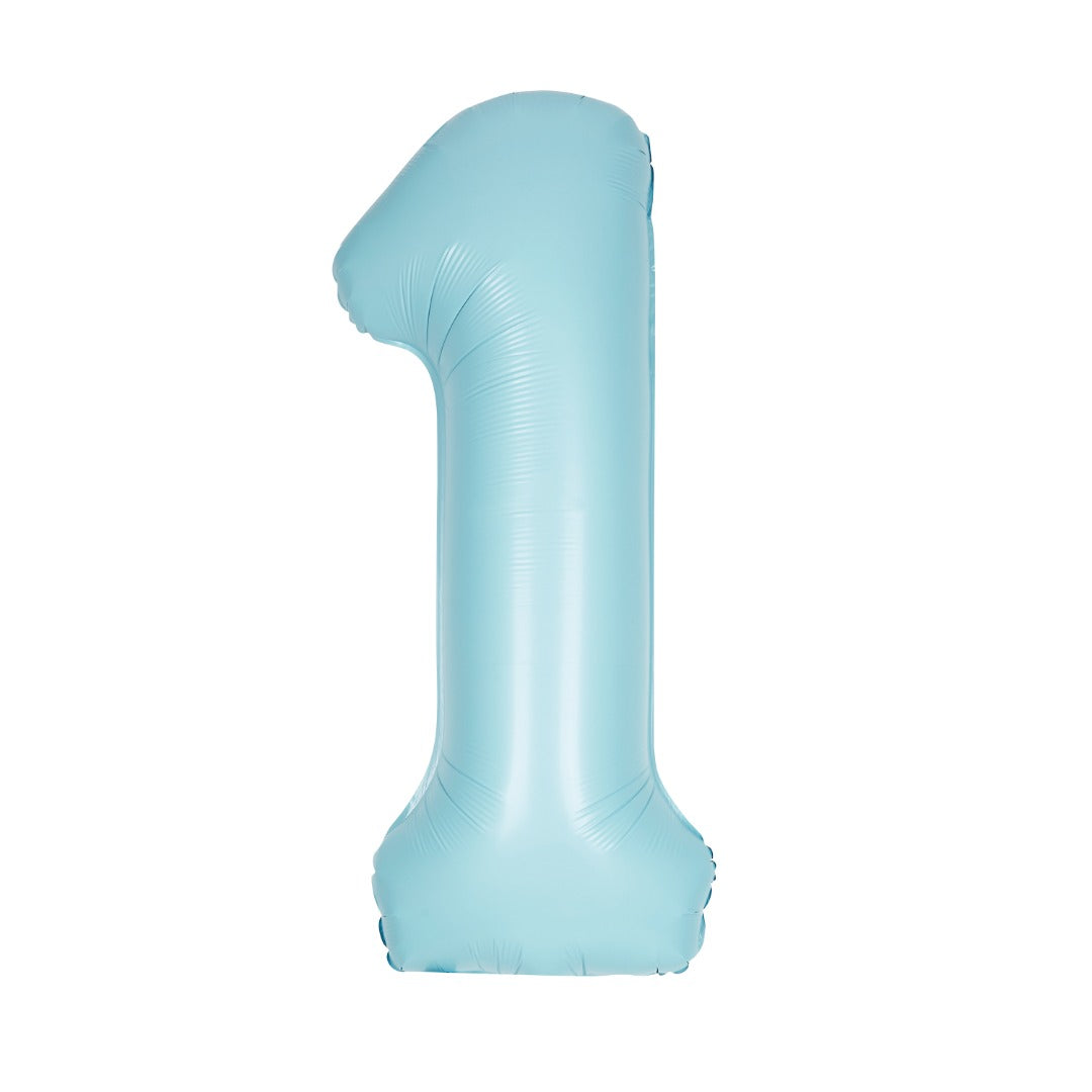 Matte Powder Blue Number 1 Shaped Foil Balloon 34''