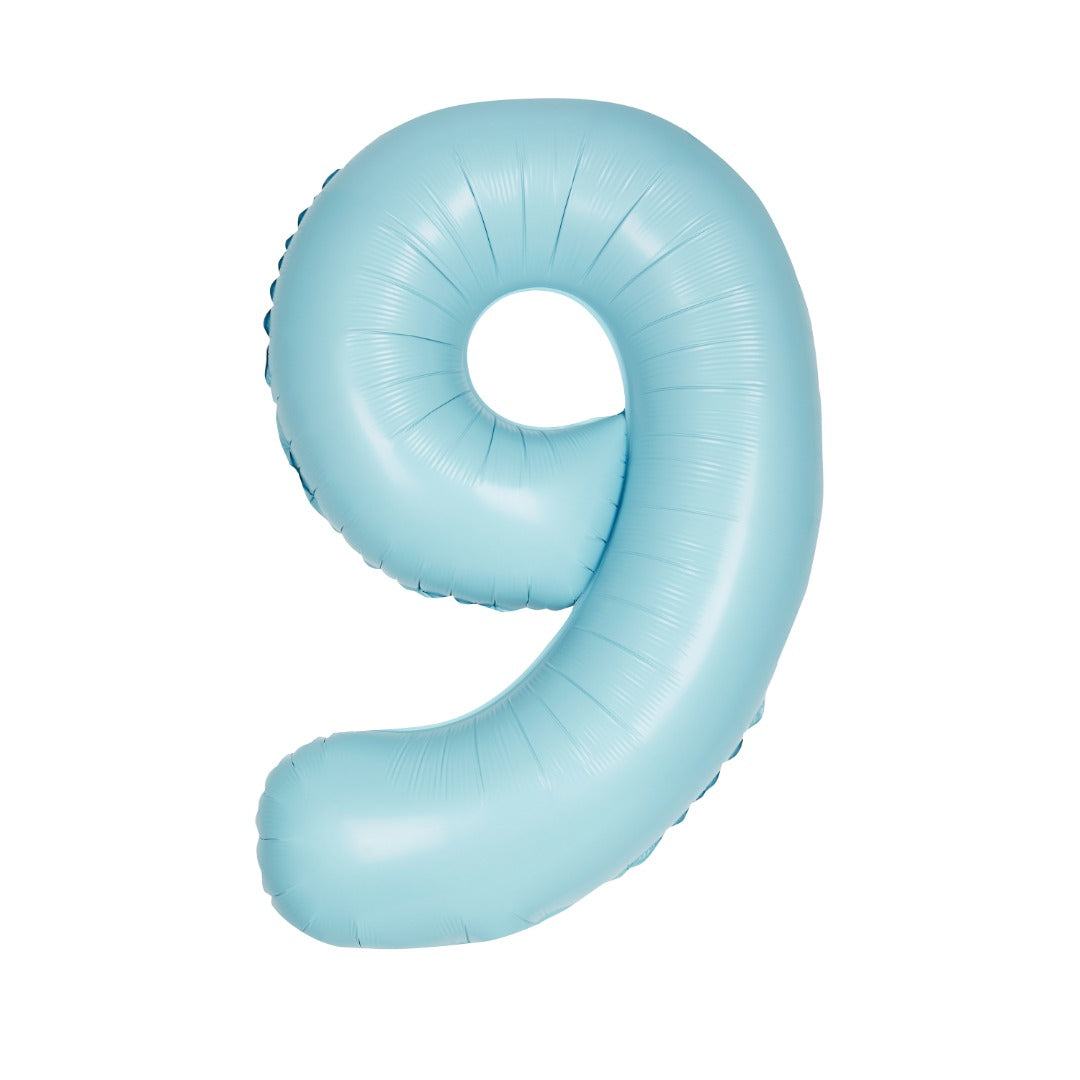 Matte Powder Blue Number 9 Shaped Foil Balloon 34''