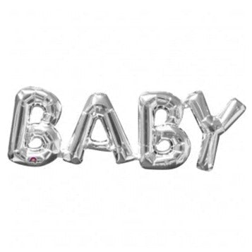 BABY SILVER AIR FILL BALLOON 66CM X 22CM
