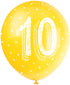 Pearlised Latex Assorted Number 10 Birthday Balloons, Pack of 5